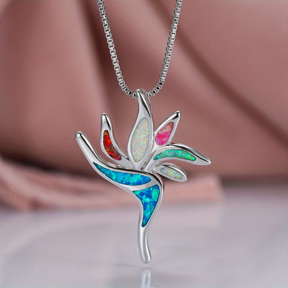 Opal Torch Pendant Long Necklace - Fashionable & Distinctive